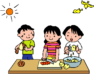 料理をする子供たち